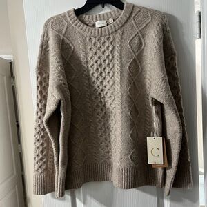 Cyrus Taupe Cable Knit Sweater